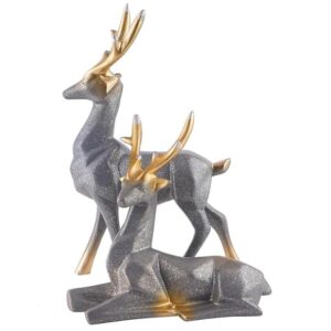 UAG Exports Home Decor, Set of 2 Deer Resin Showpieces