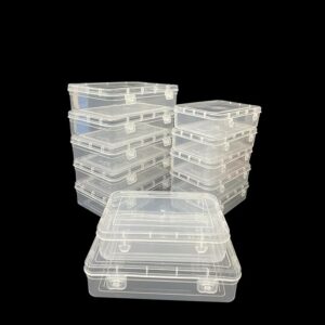 URBAA Plastic Small Storage Boxes Container With Lock Lid, Jewellery Case Organiser(PUREPACK4455-12) (Size No. - 44, 55) (Clear, 16.5 X 11 X 4.5 Cm) (Clear, 19.5 X 13 X 5 Cm) - Set Of 12, Rectangular