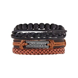 Yellow Chimes Combo Leather Wraps Casual Latest Trend Multi Strand Wrist Bracelets for Men and Women (Unisex)