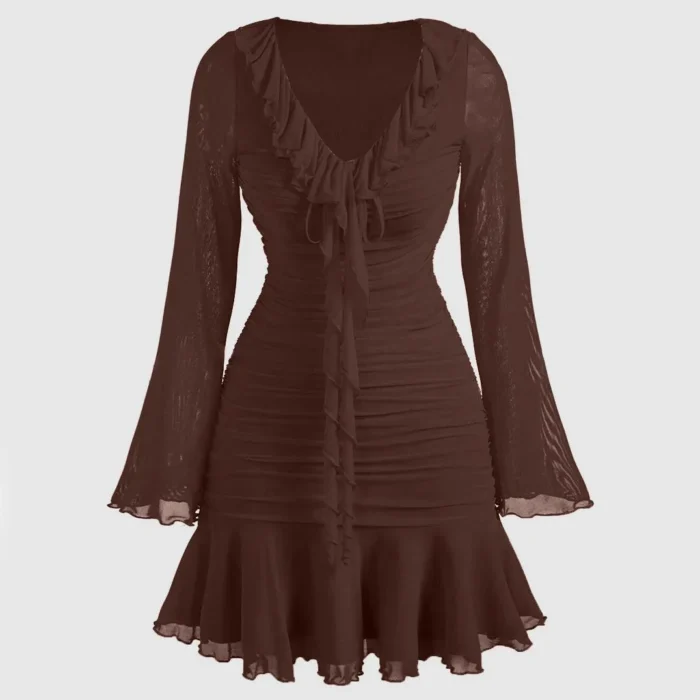 High Neck Solid Twist Ruched Split Maxi Dress In Milky White 1