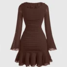 High Neck Solid Twist Ruched Split Maxi Dress In Milky White 2