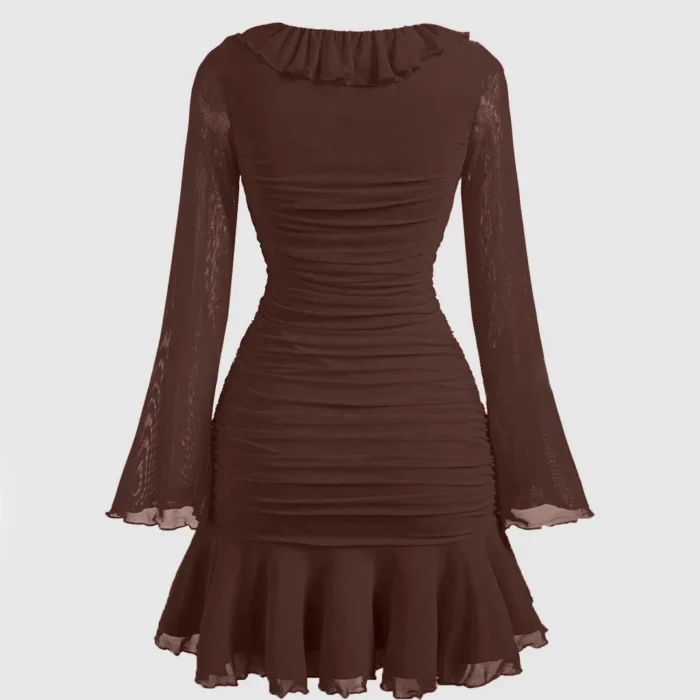 High Neck Solid Twist Ruched Split Maxi Dress In Milky White 2