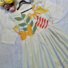 Women Floral Print Cotton Midi Dress, Short Sleeve, White with Yellow and Red Flowers, A-Line Fit (in, Alpha, XL, White)2