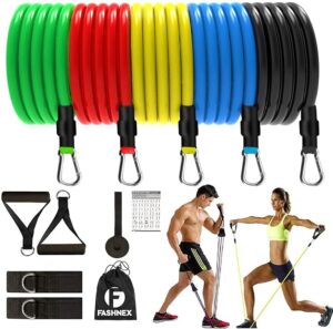 Fashnex Resistance Bands Set for Exercise & Workout – Toning Tube Kit with Foam Handles, Door Anchor, Ankle Strap & Carry Bag for Men & Women