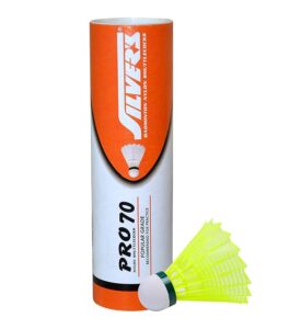 Silver's Nylon Shuttle Cock Pro-70 – Pack of 6 (Yellow)