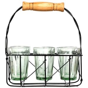 Urban Platter Cutting Chai Glasses with Stand – Set of 6 (Transparent, 100 ml each)