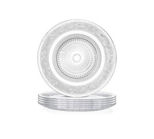 Incrizma Glass Salad Plates – Set of 6 (7 Inch, Carved Pattern)