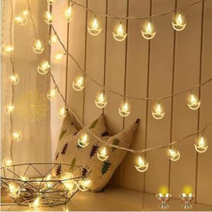 XERGY Diya Shape Diwali String Lights – 3.5m Copper LED Fairy Lights with 14 Hanging Diyas, Warm White for Indoor & Outdoor Decoration