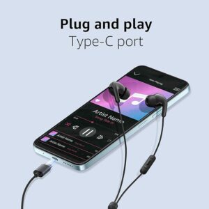 XIAOMI Type-C in-Ear Earphones with 12.4mm Dynamic Drivers, HD Microphone, and IP54 Dust & Water Resistance (Black)