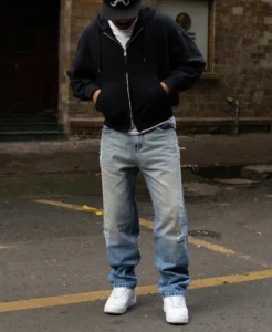 Mid-Blue Baggy Denim Jeans for Men – 100% Cotton Casual Wear | India Store Mart