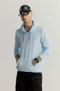 Light Blue Hooded Hoodie for Men – Relaxed Fit Polyester Casual Wear| India Store Mart