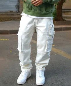 White Baggy Fit Patch Pocket Denim Jeans for Men – 100% Cotton Casual Wear | India Store Mart